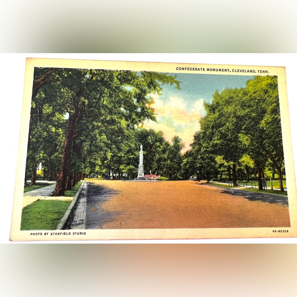 Monument Cleveland Tennessee Vintage Linen Postcard Unposted